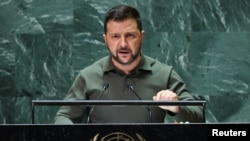Президент Украины Владимир Зеленский выступает перед Генассамблеей ООН. Нью-Йорк, 19 сентября 2023 года