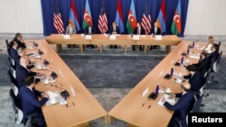 USA - U.S. Secretary of State Antony Blinken hosts Armenian Foreign Minister Ararat Mirzoyan and Azerbaijani Foreign Minister Jeyhun Bayramov for talks at in Arlington, Virginia,, June 29.