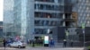 Щети по сграда в Москва след предполагаемата атака с дронове
