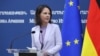 Armenia - German Foreign Minister Annalena Baerbock at a news conference with her Armenian counterpart Ararat Mirzoyan, November 3, 2023.