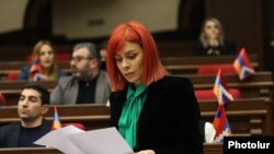 Armenia - Opposition deputy Agnesa Khamoyan attends a session of parliament, Yerevan, January 17, 2023.