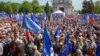 People take part in a pro-EU rally in Chisinau, the Moldovan capital, in May.
