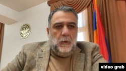 Nagorno Karabakh - State Minister Ruben Vardanyan delivers a video address, Stepanakert, December 16, 2022.