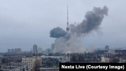 Киевдеги телемунарага ок атылган учур.