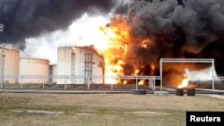 Белгороддогу нефтебаза. Орусия, 1-апрель 2022-жыл