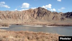 Armenia/Iran - The Arax river separating Armenia and Iran.