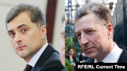 Спеціальний представник Держдепартаменту США у справах України Курт Волкер (праворуч) та помічник президента Росії Владислав Сурков