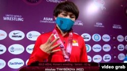 Айсулуу Тыныбекова төртүнчү ирет Азия чемпиону болду. Алматы шаары. 16-апрель, 2021-жыл. 