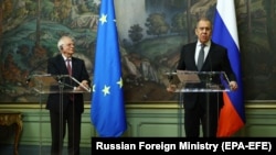 Borell i Lavrov na zajedničkoj konferenciji za medije u Moskvi 5. februara