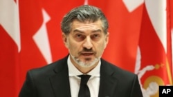 Mikheil Kavelașvili în timpul ceremoniei de depunere a jurământului din Parlamentul georgian, Tbilisi, Georgia, 29 decembrie 2024.
