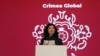 Tamila Taşeva Kyivdeki «Crimea Global» halqara konferentsiyasında, 2024 senesi oktâbrniñ 21-i