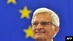Новий голова Європейського парламенту Єжи Бузек під час промови на відкритті сесії Європарламенту в Страсбурзі, 14 липня 2009 року