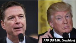 Прэзыдэнт ЗША Дональд Трамп (п) і былы дырэктар ФБР Джэймс Коўмі (камбінаванае фота)