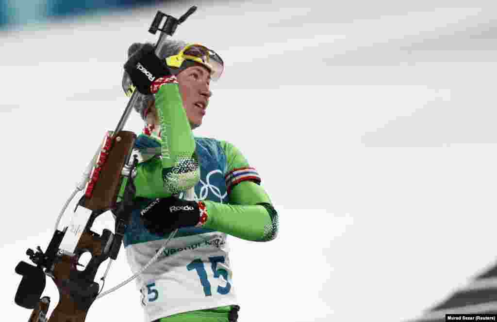Галоўная алімпійская надзея Беларусі Дар'я Домрачава фінішавала 9-й у біятлённым спрынце на 7,5 км