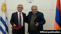 Հայաստանի և Ուրուգվայի նախագահներ Սերժ Սարգսյան և Խոսե Մուխիկա, Մոնտեվիդեո, 9-ը հուլիսի, 2014թ․