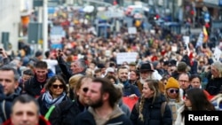 Одна из акций протеста в Германии против ковидных ограничений, Кассель, 20 марта