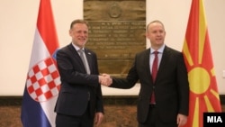 Претседателот на хрватскиот Сабор Гордан Јандроковиќ и претседателот на македонското Собрание Африм Гаши, Скопје, 6 март 2025 година