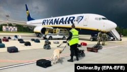 "Ryanair" компаниясынын учагы Минскиге кондурулган учур, 23-май 2021-жыл. 