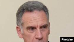 Armenia - French Ambassador Henri Reynaud at a news conference, 30May2011.