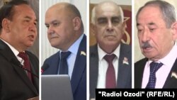 Кандидаты в президенты Таджикистана (слева направо) Рустам Рахматзода, Рустам Латифзода, Миродж Абдуллоев и Абдухалим Гаффоров