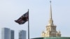 The British flag flies above the embassy in Moscow. 