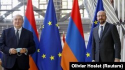 Հայաստանի նախագահ Արմեն Սարգսյանը հանդիպում է Եվրոպական հանձնաժողովի ղեկավար Շառլ Միշելի հետ, 21-ը հեկտեմբերի, 2020թ.