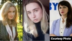 Арыштаваныя журналісткі Кацярына Андрэева, Дар'я Чульцова, Кацярына Барысевіч.