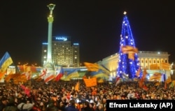 Прыхільнікі Віктара Юшчанкі на плошчы Незалежнасьці ў Кіеве, 26 сьнежня 2004