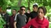 Armenia -- Ani Gevorgian, a journalist with "Haykakan Zhamanak" daily, moments before her arrest, 31May 2010.
