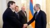 Armenia - Prime Minister Nikol Pashinian (R) meets with the U.S., Russian and French co-chairs of the OSCE Minsk Group in Yerevan, 13 June 2018.
