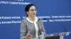 Armenia - Anna Naghdalian, a spokeswoman for the Armenian Foreign Ministry, speaks at a news briefing in Yerevan, 28 August 2018.