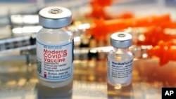 Moderna жана Pfizer-BioNTech вакциналары. Иллюстрациялык сүрөт.