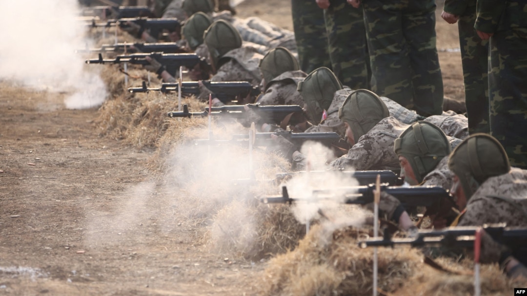 People's Army troops training earlier this month in North Korea.