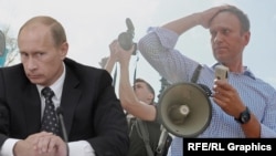 Уладзімір Пуцін і Аляксей Навальны, каляж