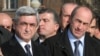 Armenia - President Serzh Sarkisian (L) and his predecessor Robert Kocharian visit Gyumri, 7 December 2008. 