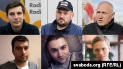 Зьлева направа ў верхнім шэрагу — Ігар Лосік, Сяргей Ціханоўскі, Мікола Статкевіч, у ніжнім шэрагу — Уладзімер Цыгановіч, Арцём Сакаў, Дзьмітры Папоў